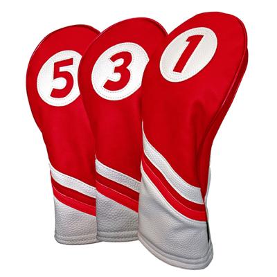 China PU Leather Custom Design Stylish Leather Golf Club Driver Head Covers With Velvet Fabric for sale