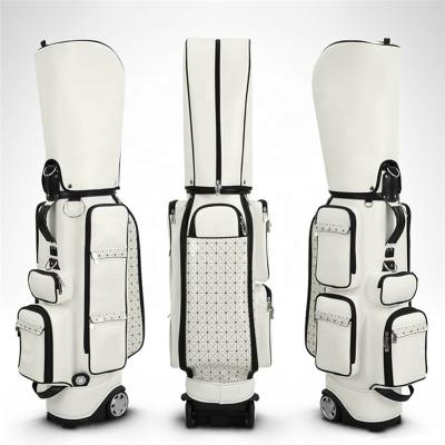 China PU Leather Empty Golf Bag With Wheels Waterproof PU Leather Custom Golf Staff Bag for sale