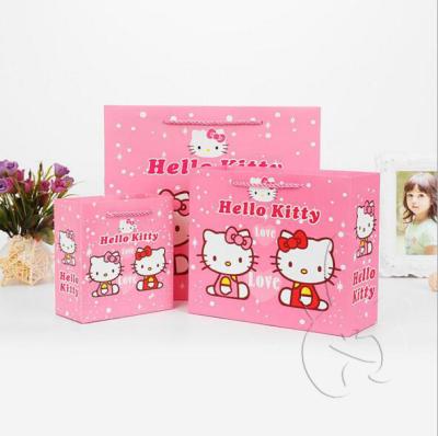 China Custom Recyclable Hello Pink Kitty Paper Bags With Handle, Paper Bag Suppliers, Cheap Paper Bags for sale