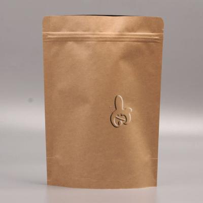 China Custom Biodegradable Rack Up Brown Kraft Foil Zip Lock Kraft Kraft Bag for sale