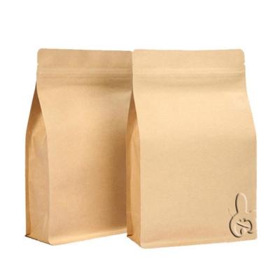 China BIODEGRADABLE Flat Bottom Kraft Biodegradable Bag For Food Packaging With Zipper for sale