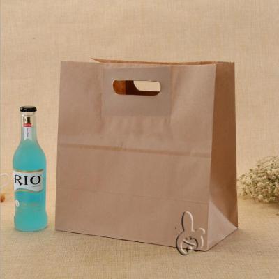 China BIODEGRADABLE natural brown die cut handle kraft paper bag/grocery bag/bakery paper bag for sale