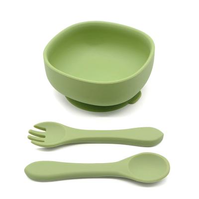 China Sustainable Silicone baby feeding set  3pcs for sale