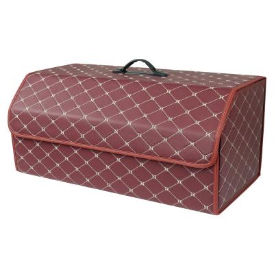 China Premium Multifunctional Foldable PU Leather Car Trunk Storage Organizer Trash Container Box for Auto, Trunk, SUV Vehicle for sale