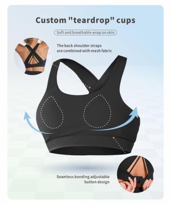 China Yoga Fitness Breathable Unique Stretchy Mesh Criss-Cross Padded Sports Bra Removable Back Cups Bra Best Adjustable For Running for sale