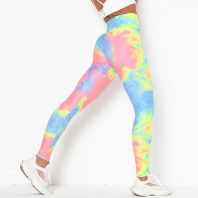 China 2020 New Size Women's Long Breathable Tie Dye Gaiters Crac! crack! high butt seamless yoga for sale