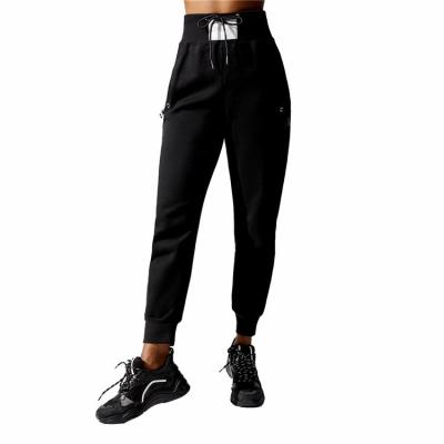 China Black White OEM Tights Anti-wrinkle Stitching Sports Fitness Pants Ladies Stretch Sweatpants for sale