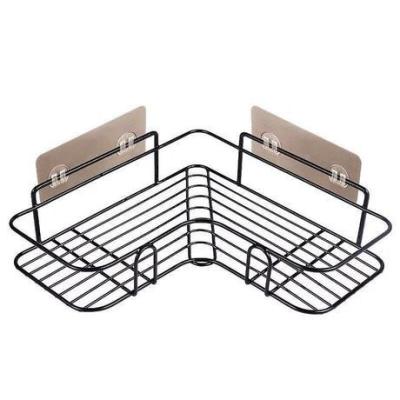 China Sustainable No Drilling Strong Shower Caddy Corner Kitchen Racks Adhesive Bathroom Shelf Wall Mounted Mesh Shower Corner Shelf for sale