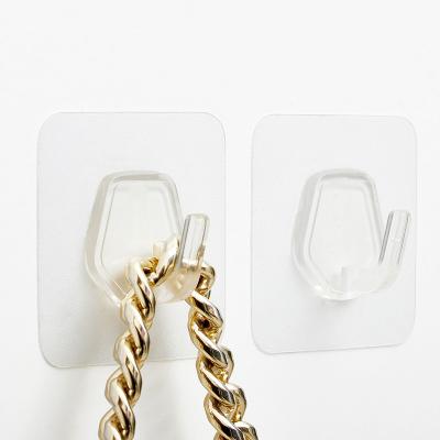 China Stocked Adhesive Wall Hooks Clear Self Adhesive Hooks Transparent Sticky Wall Hanger hooks for sale