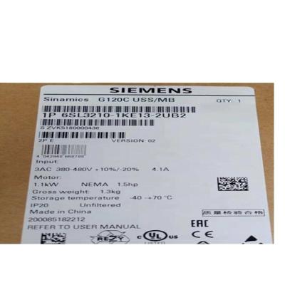 China Siemens G120C USS/Modbus RTU version 6SL3210-1KE13-2UB2 1.1KW inverter 6SL3210-1KE13-2UB2 for sale