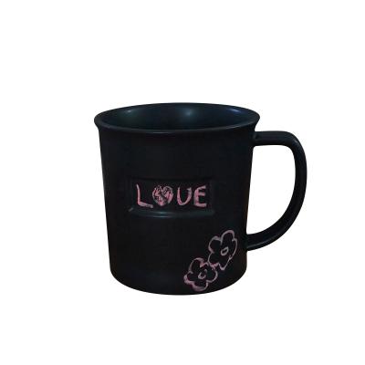 China Sustainable Tarpul Ceramic Mug The Wide Rim Mug With Black Gloss DIY Feature Ceramic Mug for sale