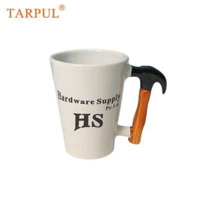 China Tarpul Disposable Ceramic Mug With Hammer - Custom Creative Ceramic Mug Shaped Handle Coffee Mug for sale