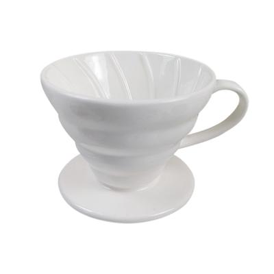 China Sustainable Tarpul Factory Price Custom Embossed Porcelain White Coffee Filter With Handle for sale