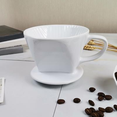 China Tarpul Sustainable Circular Sector Pour Over Coffee Maker Porcelain White Embossed Ceramic Coffee Spout for sale