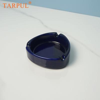 China High quality personalized porcelain ashtray hotel bar office smoking cigar blue custom logo ceramic ashtray for sale