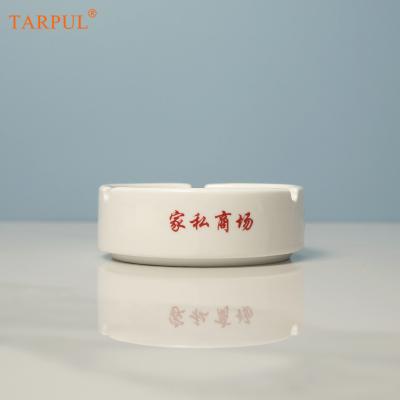 China Morden Tarpul Personalized Custom Logo Ceramic Ash Tray Porcelain White Cigar Ashtray Luxury Office Hotel Bar for sale