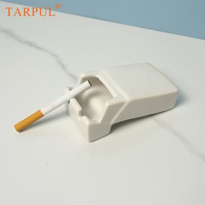 China Custom Logo Hotel Ash Tray Ashtray Cigar Ashtray Modem Tarpul Portable White Ashtray for sale