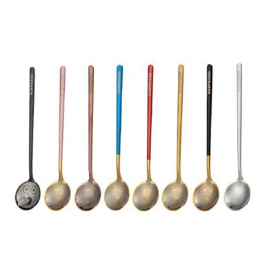 China Stocked High Quality Round 304 Stainless Steel Teaspoon Dessert Stir Spoon Gold Cup Spoon for sale