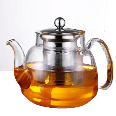 China Wholesale Custom Sustainable Borosilicate Transparent Glass Portable Teapot With Stainless Steel Infuser for sale