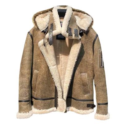 China Raccoon Fur Collar Shearling Shearling Jacket Waterproof Fluffy Coat Men Puff Jacket for sale