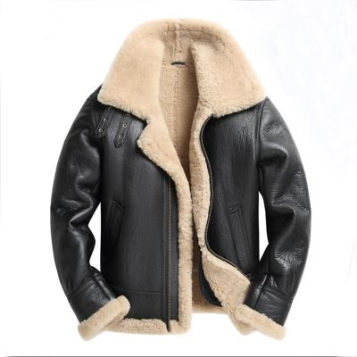 China Wholesale Men's Waterproof Shearling Waterproof Premium Winter OEM Winter Fur Collar Bomber Jacket Leather Puffy Jacket for sale