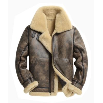 China 2021 new fashion men's hip hop waterproof jacket shearling sheepskin fur coat lambskin jackets for men ledather jacket men for sale