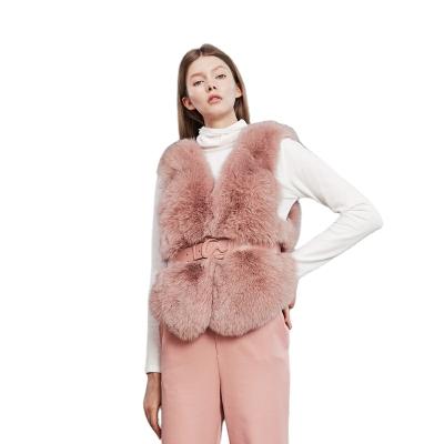 China Breathable made in china fashionable woman shearling coat faux fox fur vest for girls for sale