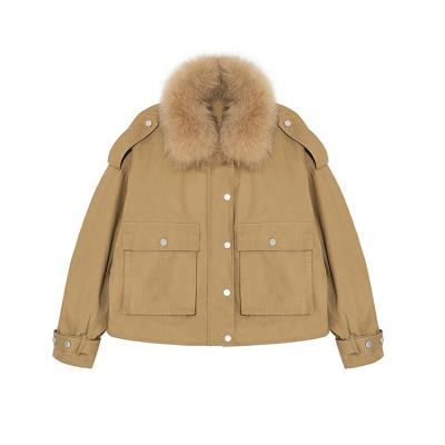 China Cheapest fashion factory price clothes jacket thick pie large breathable loose Korean style fur collar tops for sale