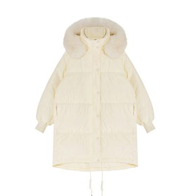 China Breathable Hot Sale Women Plus Size Long Warm Winter White Outerwear Puff Jacket Down Coat for sale