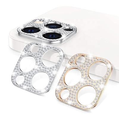 China Perfect Fit 3D Glitter Back Bling Diamond Lens Full Cover Protective Film Camera Lens Screen Protector For iPhone 12 13 Mini Pro Max for sale