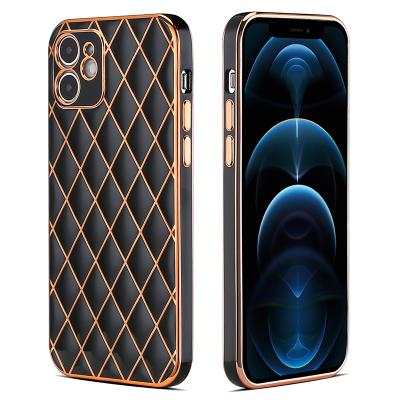 China Luxury Rubber Shockproof Geometric Plated Back Cover Phone Cases For Phone 11 12 13Pro XR Camera Protector Max Mode JH-S03 for sale