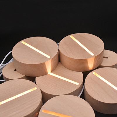 China Modern wholesale customized 3d night led light lamp usb wood base for acrylic for sale