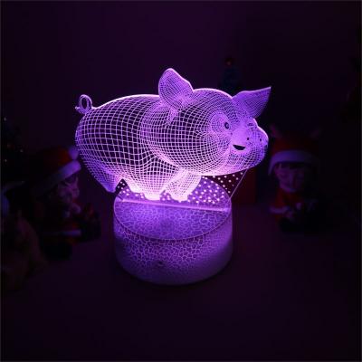 China Modern Smart Color Pig USB Power Supply Changeable Animal Acrylic 3d Touch Sleep Led Night Light for sale