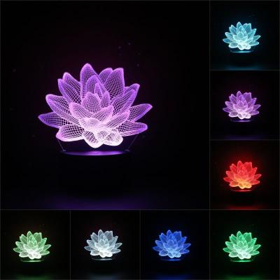 China Modern Cute Touch Color Change Flower Pattern Hot Selling USB 3d Smart Bed Night Lamp For Children for sale