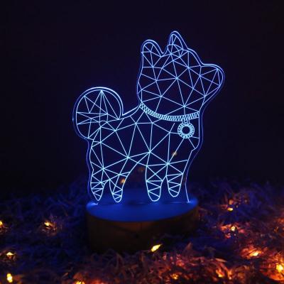 China Modern Customized Dog Photo Sublimation Touch Smart Remote Control Switch Wooden Desk Led Lamp for sale