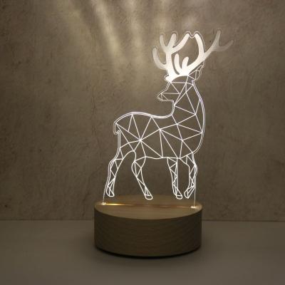 China Modern factory wholesale base high quality solid wood acrylic deer led night light for sale