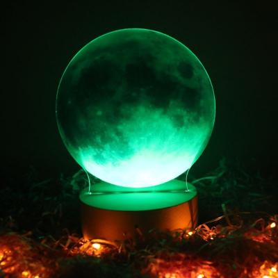 China Basic Modern Wooden Acrylic Panel USB 3d Moon Lamp Night Luminous Remote Control Light For Kids for sale