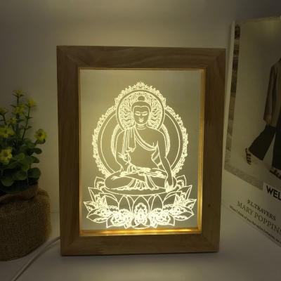 China Wholesale Price Customized Modern 3d Picture Bedroom Decoration Photo Wood Frame Led Light for sale