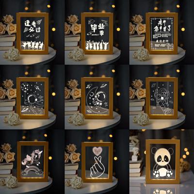 China Modern Customized Wooden Character Pet Photo Modern Home Decoration Photo Frame Lamp for sale