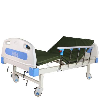 China Hospital Clinic Hospital Bed With Mattress Manual Bed Manual Nursing Bed With Stainless Guardrail for sale