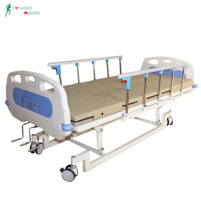 China Hospital Clinic Manual Hospital Bed Triple Function Foldable Manual Hospital Bed for sale