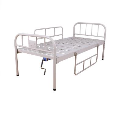 China Hospital Clinic 1 Function Crank Manual Cheap Adjustable Hospital Bed Home Care Bed With Gurad Rails for sale