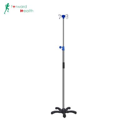 China Traditional Hospital Stainless Steel Infusion Rack 5 Legs Height Adjustable Drip IV Pole Holder for sale