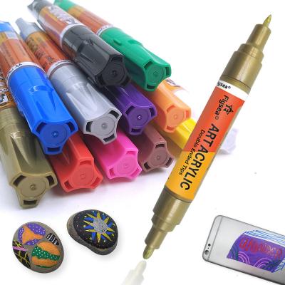 China Black Color Cartoon Double-tip Graffiti Markers Acrylic Hand-Drawn Ceramic Painting Pens DIY Card Markers For Kids 20*15*2cm for sale