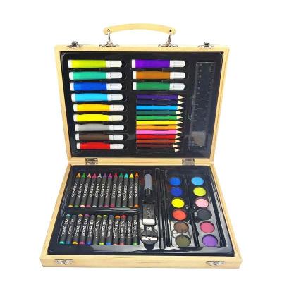 China 68 PCs Colorful Wooden Box Pencil Set Watercolor Brush Pens Painting Drawing Art Sets For Children Stationery Kit Gift For Kids 29*21.5*4.5cm for sale