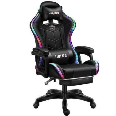 China (Size) Newest RGB Adjustable Gaming Lights Cyber ​​Gamer Footrest Remote Control Chair Gaming Chair for sale