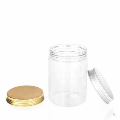 China Eco Friendly Eco Friendly Plastic Jars For Body Cream Clear 8oz 13oz 16oz Food Storage Container With Gold Screw Lid for sale