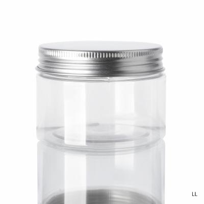 China Eco - Friendly Wide Mouth 3.4oz 4oz Clear PET Plastic Cosmetic Jar With Gold Lids for sale