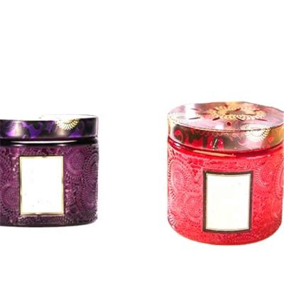 China Gift & Craft Glass Jar Candle Holder 8 Ounce Colored Glass Candle Jars With Lid for sale