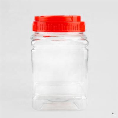 China Eco Viable Transparent Square Dry Pet Packaging Containers Square Dalne Dalne Wale Plastic Gift Jar Bulk for sale